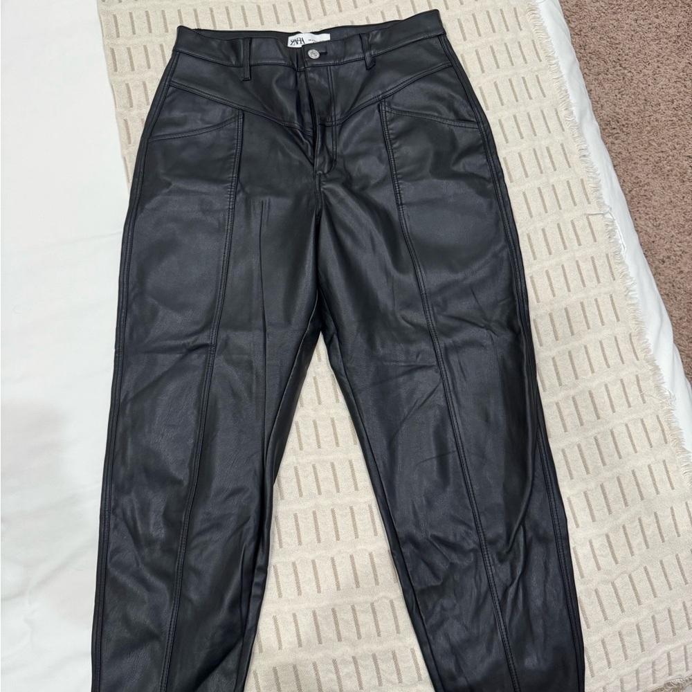 Black Faux Leather Pants